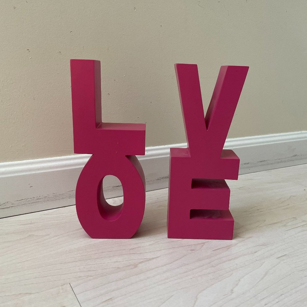 Pottery Barn Teen LOVE Pink Bookends